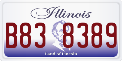 IL license plate B838389