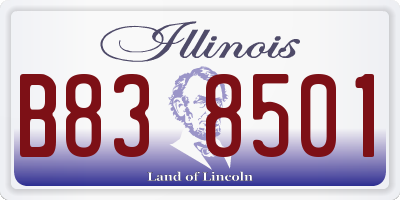 IL license plate B838501