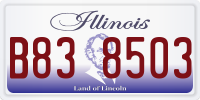 IL license plate B838503