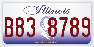 IL license plate B838789