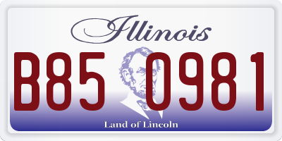 IL license plate B850981