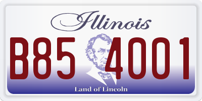 IL license plate B854001