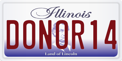 IL license plate DONOR14