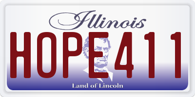 IL license plate HOPE411