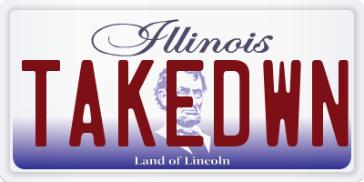 IL license plate TAKEDWN