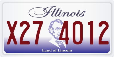 IL license plate X274012