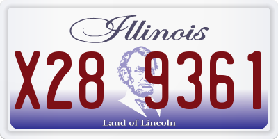 IL license plate X289361
