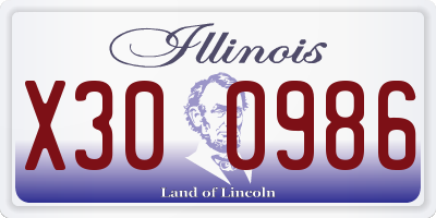 IL license plate X300986