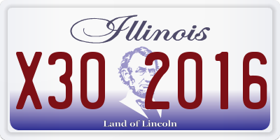 IL license plate X302016