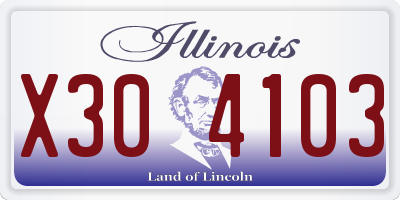 IL license plate X304103