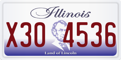 IL license plate X304536