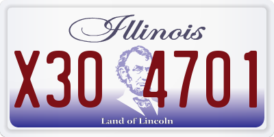 IL license plate X304701