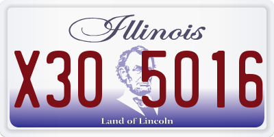 IL license plate X305016