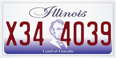 IL license plate X344039