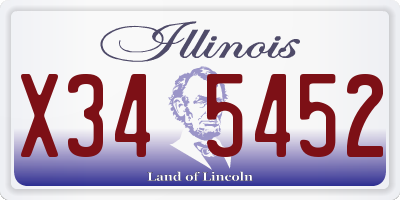 IL license plate X345452
