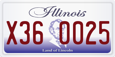 IL license plate X360025