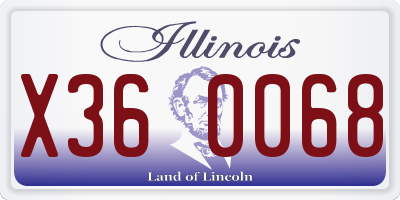 IL license plate X360068