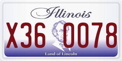 IL license plate X360078