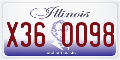 IL license plate X360098