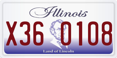 IL license plate X360108