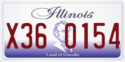 IL license plate X360154