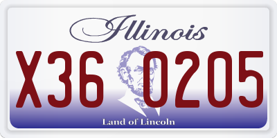 IL license plate X360205