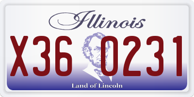 IL license plate X360231