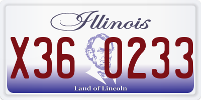 IL license plate X360233
