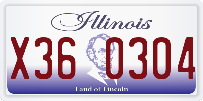 IL license plate X360304