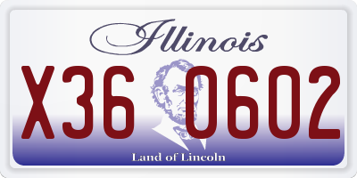 IL license plate X360602