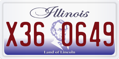 IL license plate X360649