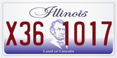 IL license plate X361017