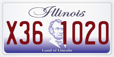 IL license plate X361020
