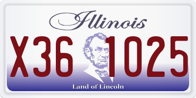 IL license plate X361025