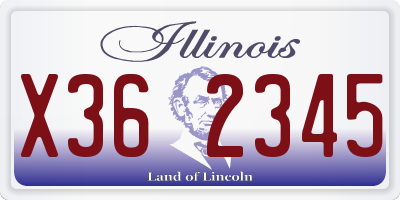 IL license plate X362345