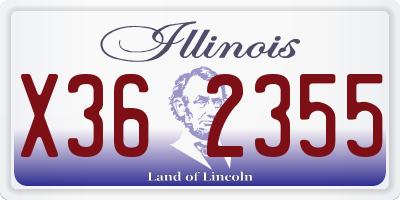 IL license plate X362355