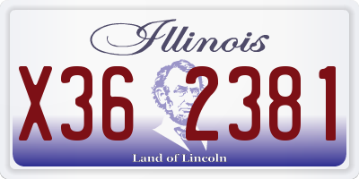 IL license plate X362381