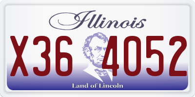 IL license plate X364052