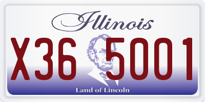 IL license plate X365001