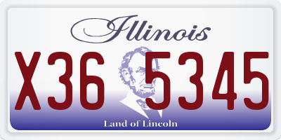 IL license plate X365345