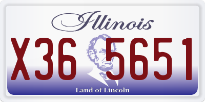 IL license plate X365651