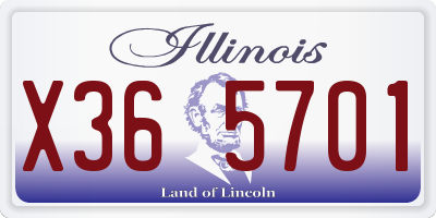 IL license plate X365701