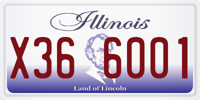 IL license plate X366001