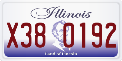 IL license plate X380192
