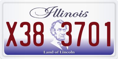IL license plate X383701