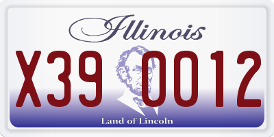 IL license plate X390012