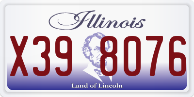 IL license plate X398076