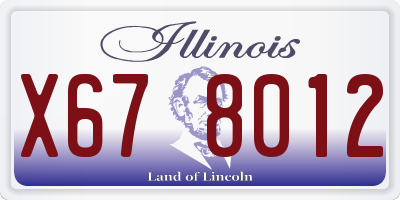 IL license plate X678012