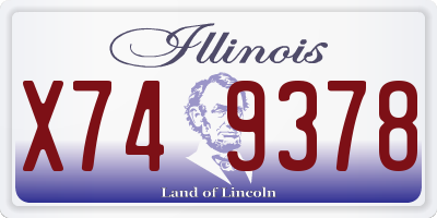 IL license plate X749378