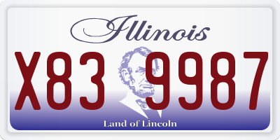 IL license plate X839987